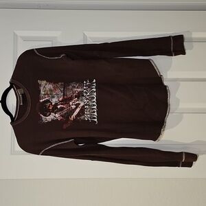 Jimi Hendrix Men's Graphic Waffle Knit Long Sleeve Shirt Size L Large